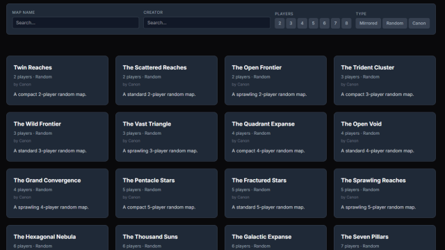 Mirrored and random maps for up to eight players